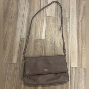 Kate Spade Taupe Pebbled Leather Messenger Crossbody
